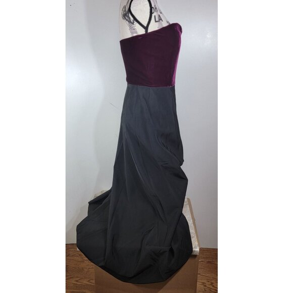 Lanvin Strapless Gown-Velvet Bodice & Draped Skirt Wine/Black Size 36 / US 4 - Picture 5 of 8